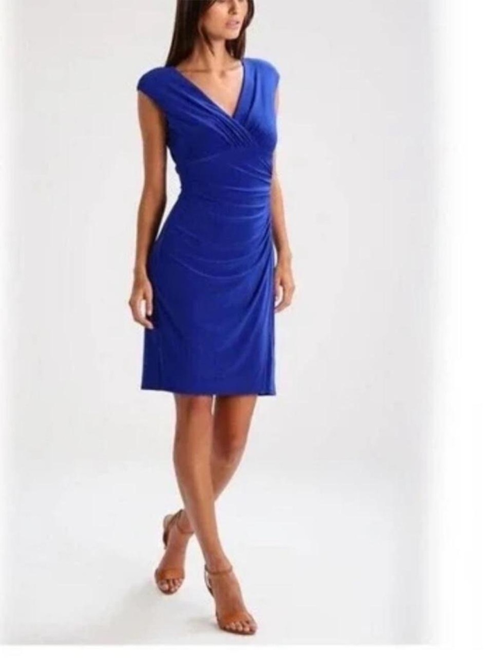 Lauren Ralph Lauren Women’s Cobalt Blue Dress Size 14 Sheath V Neck
